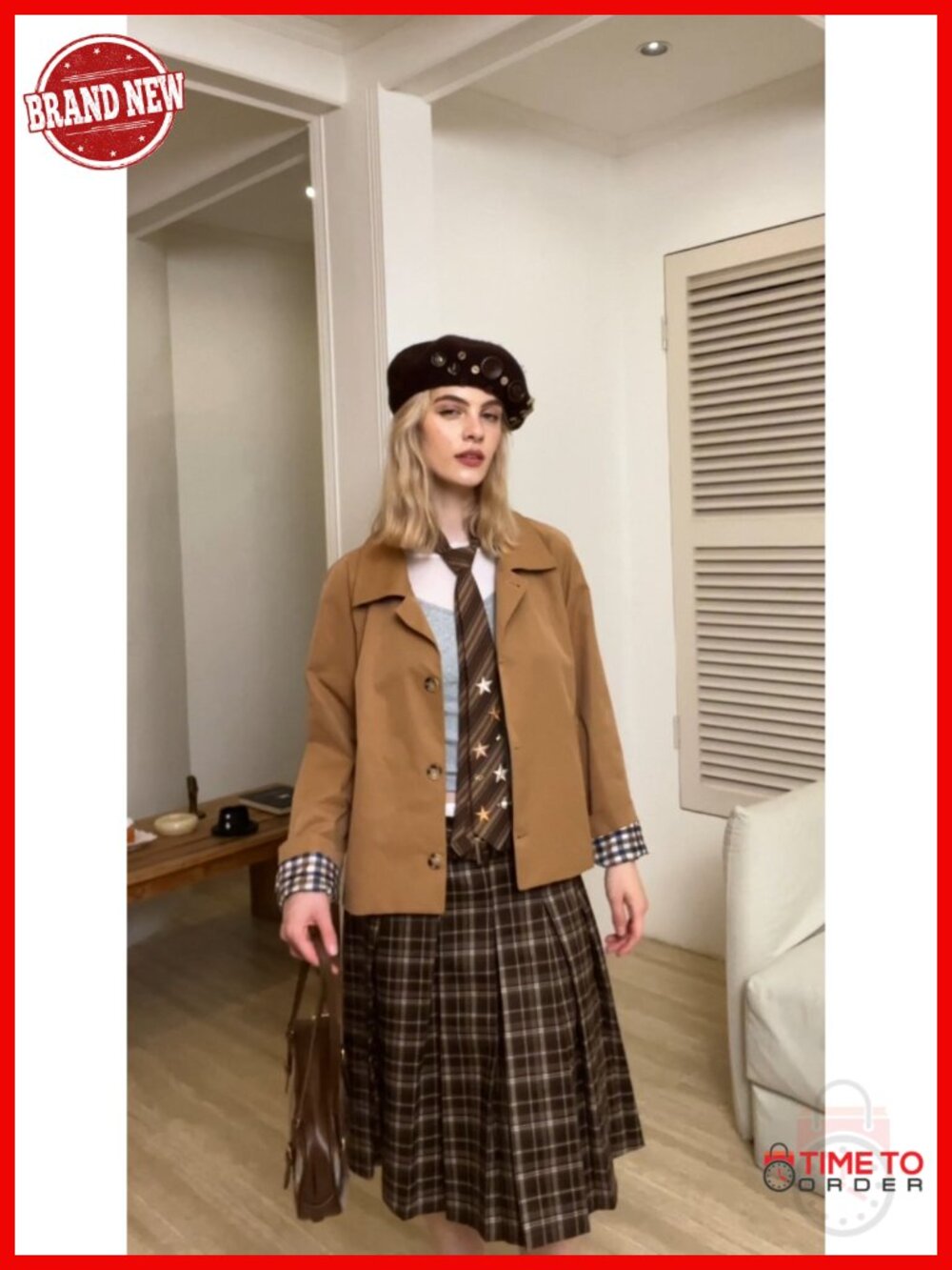 Womens Cropped Trench Coat Lightweight Windbreaker Single Breasted Jacket Fall - Picture 6 of 6
